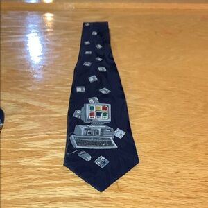 Navy Blue Computer Print Tie